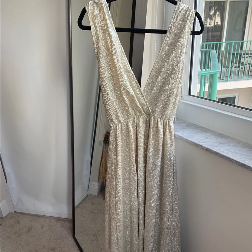 Lulus silver long dress full length